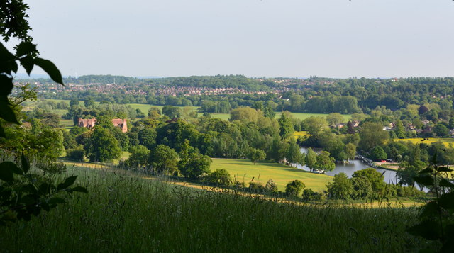 View from Bottom Wood towards Thames and Mapledurham House, Oxfordshire