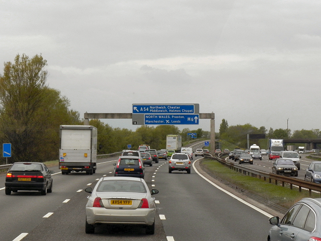 Northbound M6, Sign Gantry at Junction... © David Dixon :: Geograph ...