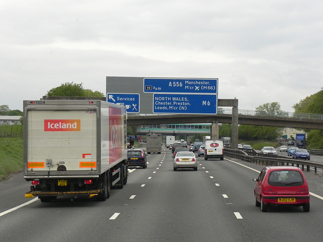 Northbound M6, Sign Gantry at the... © David Dixon cc-by-sa/2.0 ...