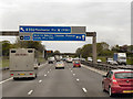SJ7378 : Northbound M6, Sign Gantry Approaching Junction 19 by David Dixon