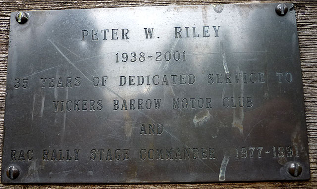 Plaque on memorial bench, Hawkshead Moor, Grizedale Forest