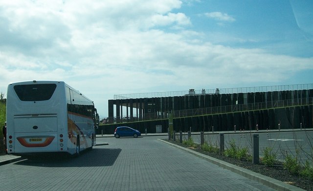 The new Giant's Causeway Visitors' Experience building from the car park