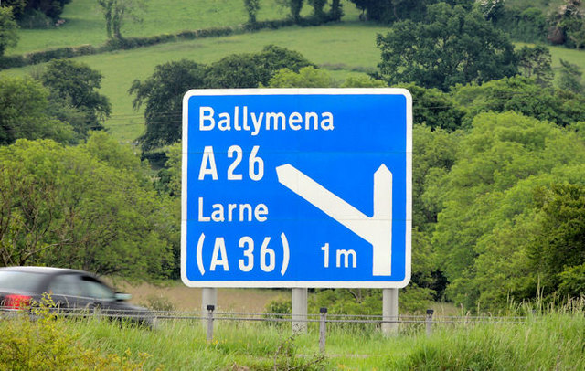 Motorway advance direction sign, Ballymena