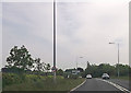 A1243 approaching bend at roundabout