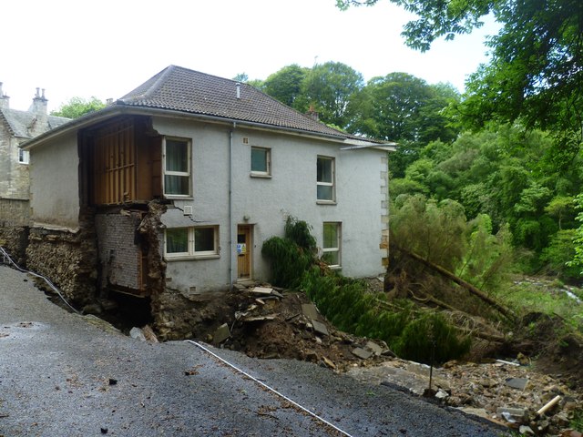 "Storm's House" flood damage, Dura Den