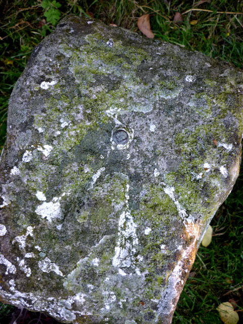 Bench mark on mile stone, Lancaster Canal