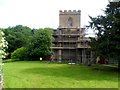 Erecting scaffolding at St Faith