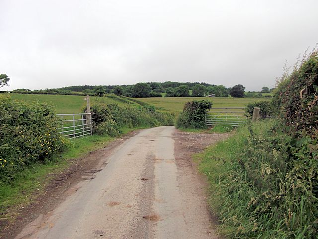 Gates and footpath from Pentregaer lane