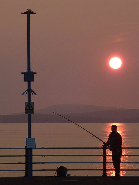 Evening fishing off the Stone Jetty, Morecambe