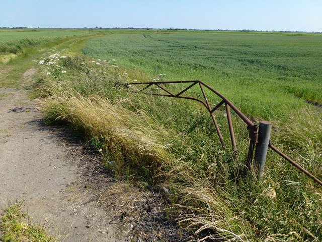 Bent and rusty gate on Turf Fen
