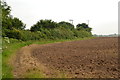 Footpath round ploughed field