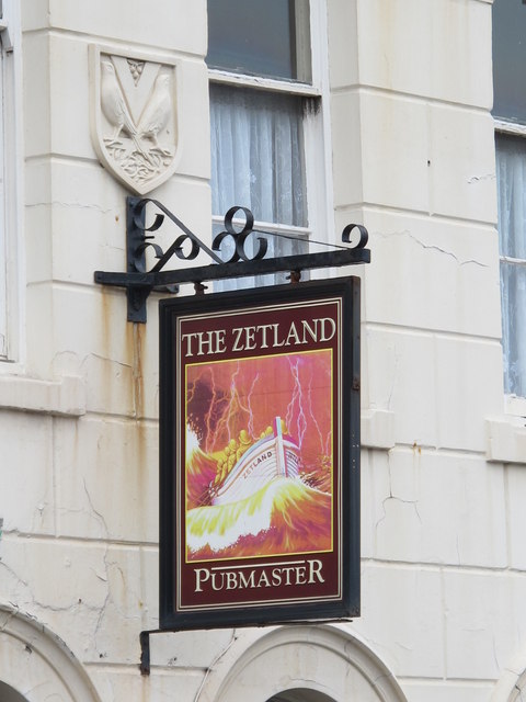 Sign for The Zetland Hotel, Zetland Road, TS1
