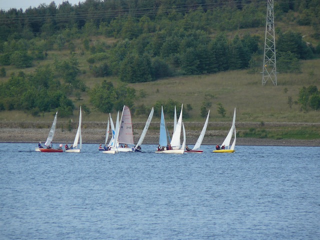 Dinghies Racing on Clowbridge Reservoir
