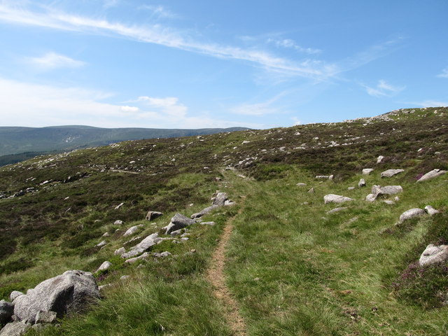 Former quarry road contouring the slopes of Slievenaglogh in its descent