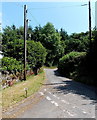 Road between poles outside Llanogen Cottage, Llanstephan