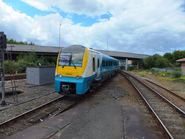 Arriva train arriving at Llandudno Junction