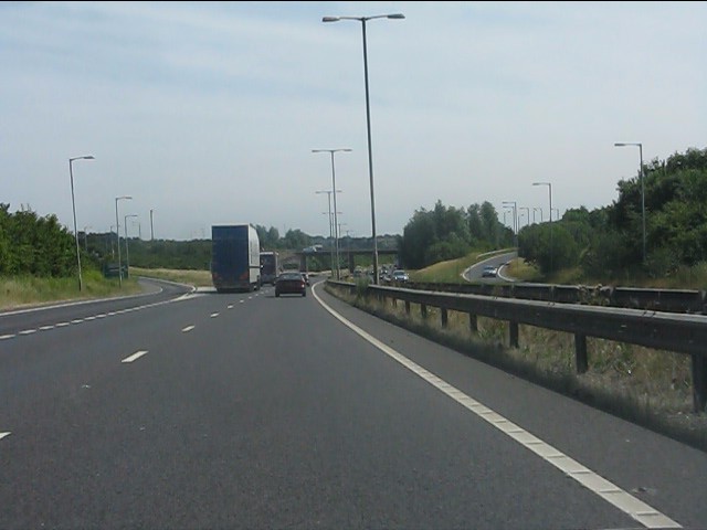 A14 nearing the A6 junction © Peter Whatley cc-by-sa/2.0 :: Geograph ...