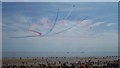 NZ4060 : The Red Arrows "split" above the beach at Seaburn by Graham Robson
