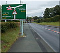 Warning sign for two overhead bridges, Newtown