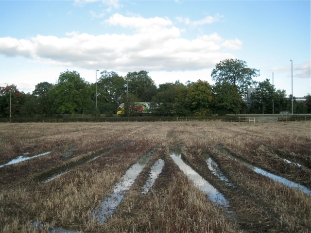 Waterlogged arable field by the A435, Pink Green