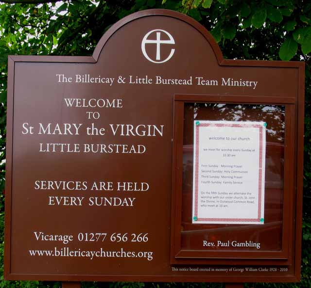 St Mary the Virgin Little Burstead notice board