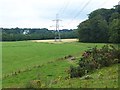 Fields and pylon near Inverquharity