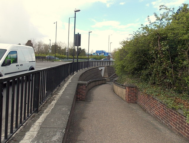 Path to an underpass beneath a major road junction in Windsor