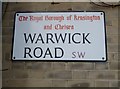 Street sign, Warwick Road SW5