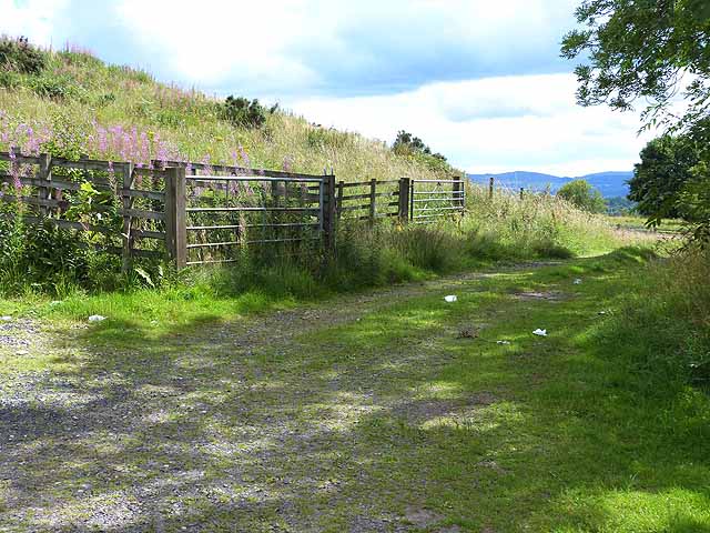 Field entrance and gates at the foot of Barry Hill