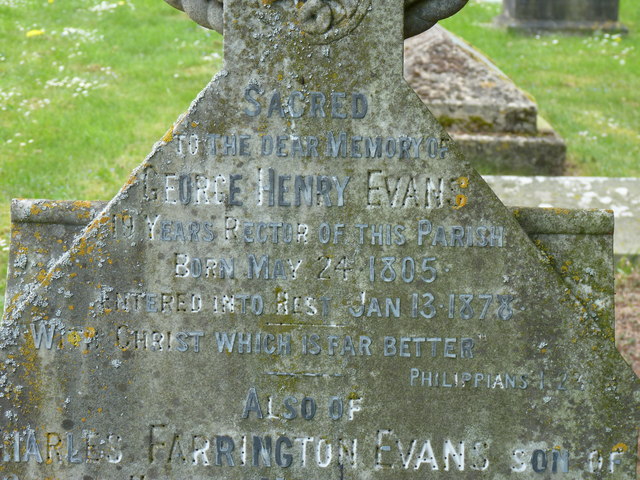 Rev George Henry Evans, Rector, headstone at  St Mary the Virgin, Woodchester