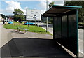 Shadowy bus shelter in Tylorstown