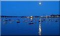 SW8033 : Moonlight over Falmouth inner harbour by Steve  Fareham