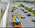 J3775 : Self-propelled road sign, Belfast by Albert Bridge