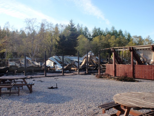Falls of Shin Visitor Centre after the fire