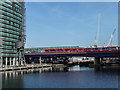 TQ3780 : Docklands Light Railway from North Dock, Canary Wharf, London by Christine Matthews