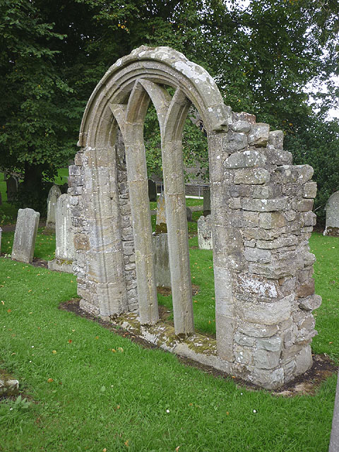 Discarded stone window, graveyard of St Mary's Church, Middleton-in-Teesdale
