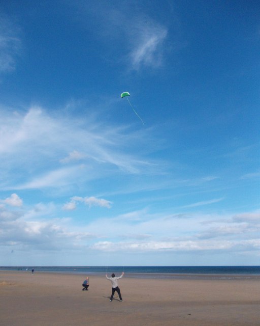 Kite flying on the sands at Alnmouth