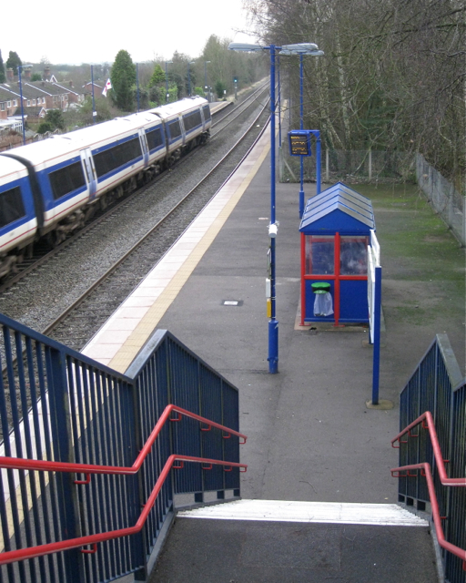 Chiltern livery at Lapworth station, with Station Road, Kingswood
