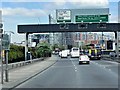 Poplar, Overhead Sign Gantry on Aspen Way