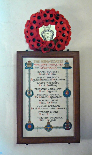 Second World War Roll of Honour, St Matthew's Church, Coates