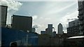 View of Canary Wharf from outside Langdon Park station