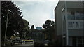 View of the Barclays building in Canary Wharf from the green off Cordelia Street