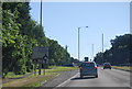 Approaching a roundabout, A31