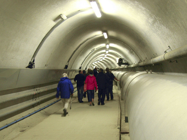 The access tunnel to the towers at Roadford Dam