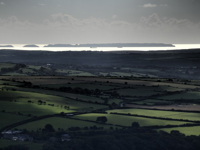 View towards Skomer Island from Garn Fawr (Mynydd Dinas)
