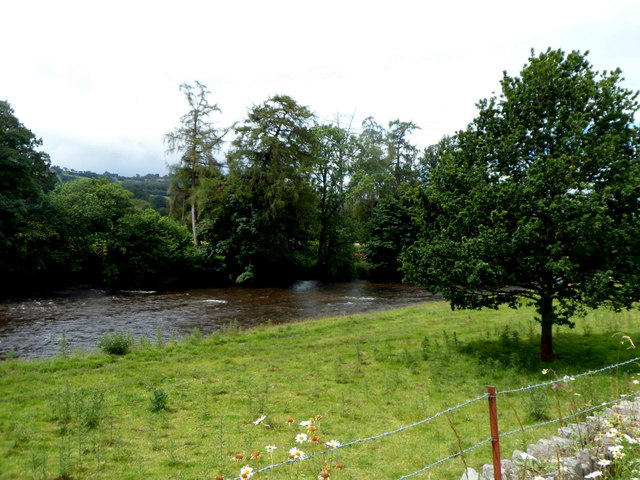 River Usk viewed from the A40 near the A479 junction SE of Tretower