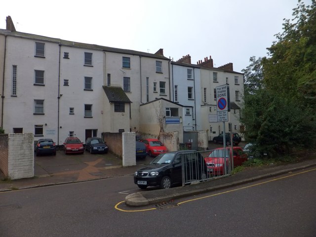 Rear elevations of buildings in Heavitree Road, Exeter