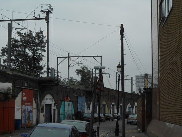 Arnold Road, with railway overhead