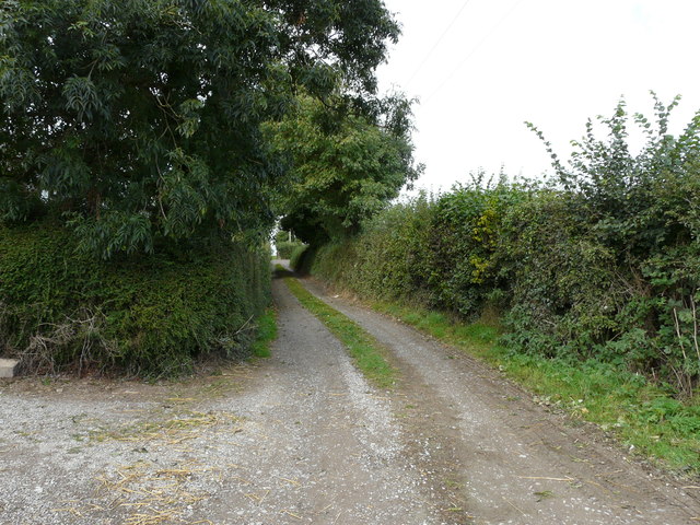 View up farm road to minor road