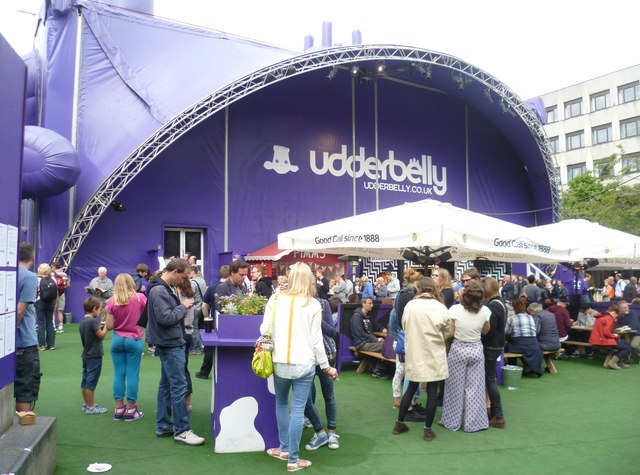 Festival-goers at the Udderbelly